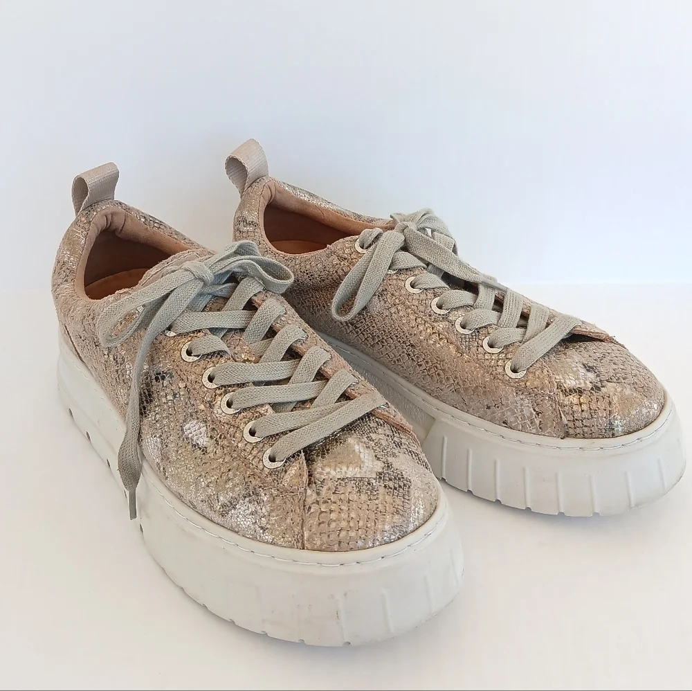J Slides Roger Platform Leather Embossed Sneakers